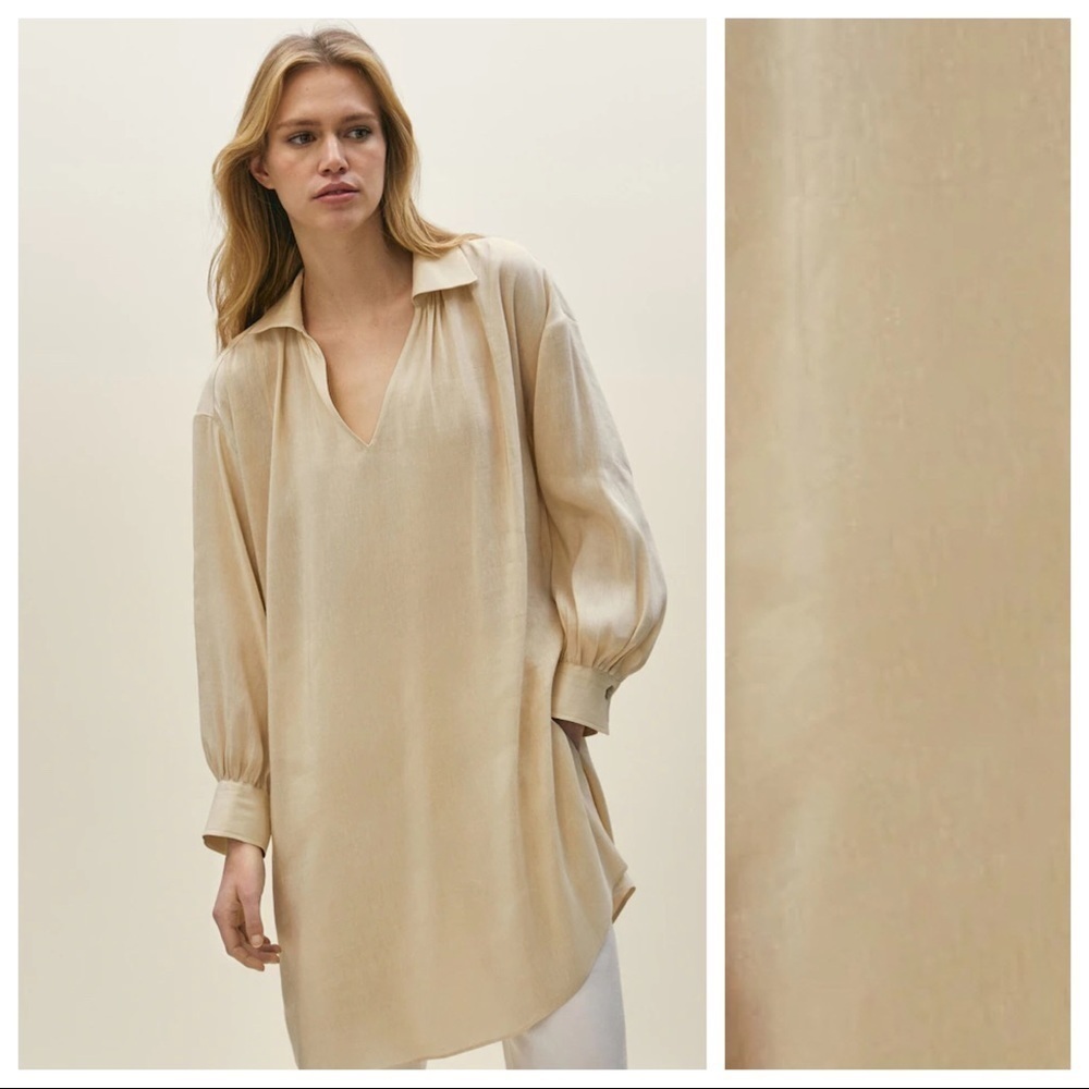 NWT. Massimo Dutti Cream Oversize Blouse. Size XS.